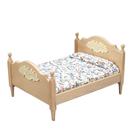 Móveis de casa de bonecas em miniatura, cama de madeira, escala 1:12 com roupa de cama Móveis de casa de bonecas em miniatura, cama de madeira, escala 1:12 com roupa de cama