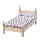 Móveis de casa de bonecas em miniatura, cama de solteiro clássica de madeira Móveis de casa de bonecas em miniatura, cama de solteiro clássica de madeira