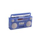 Móveis de casa de bonecas em miniatura, modelo de rádio azul retrô