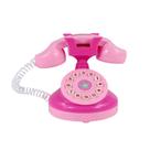Móveis de casa de bonecas em miniatura, telefone retrô, rosa, 10,5 cm