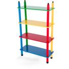 Móveis Infantis em Madeira - Prateleira Colorida com 4 Níveis e Suporte de Lápis