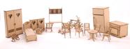 Móveis MDF Natural Bonecas Escala Barbie 18 Peças - Darama
