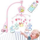Móvel de bebê para berço com música e luzes, controle remoto e projeção. Embale e brinque brinquedos para maiores de 0 meses (Pink-Bee)