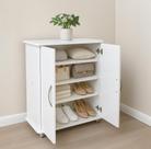 Móvel Multiuso com Portas e Rodinhas Branco Brilho Para Ambientes Compactos