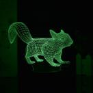 Mudança de cor LED 3D Night Light Squirrels para crianças