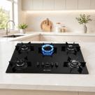 Mueller Cooktop 5 Bocas Ultra Chama Preto Bivolt 2400W Potência Garantia 12 Meses Fogão de Mesa Vidro Temperado GLP GN Conversível
