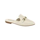 Mule Beira Rio Feminino Bico Fino Fivela Dourada
