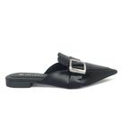Mule Bico Fino Salto Baixo Preto Elegante Via Uno Cor:PretoTamanho:39