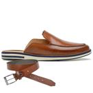 Mule Casual Masculino Caramelo em Couro + Cinto 59710