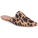 Mule Feminina Bico Fino Animal Print Onça Elegante Conforto Casual Moderno Passeio Dia a Dia
