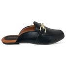 Mule Feminino Preto Comfort Bico Quadrado Detalhe Elos Dourados Mule Feminino Preto Comfort Bico Quadrado Detalhe Elos Dourados