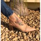 Mule Feminino salto alto Fachetado Napa Nude