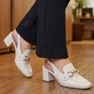 Mule Feminino Salto Bloco Confortável Napa Madri Loafer LAZZLU