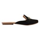 Mule Feminino Sapatilha Rasteira Corrente Preto Básico Sofisticado
