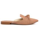 Mule Feminino Sapatilha Sapato Mocassim Muller Bico Fino com Laço Nude