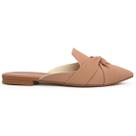 Mule Feminino Sapatilha Sapato Mocassim Muller Bico Fino Entrelaçado Nude