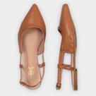 Mule Feminino Sapato Bico Fino Sandália Rasteira Aberto Atrás Slingback Liso Confortável Sola Macia