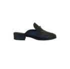 Mule Feminino Sapato Croco Preto Saltinho Corrente Conforto