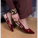 Mule Feminino Sapato Elegante Bico Fino Sandália Rasteira Aberta Atrás Slingback Liso Confortável