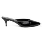 Mule Feminino Verniz Salto Fino Baixo Bico Fino