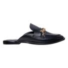 Mule flat chain charm couro preto carrano 871004
