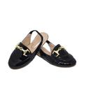 Mule Infantil Dakar Dourado Metalizado Preto em Verniz com Fivelas Lupie Calçado Feminino 1753