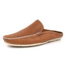 Mule Mocassim Driver Masculino Couro Detalhe Costura Manual Calce Facil Macio Palmilha EVA Tamanho:38Cor:Marrom ClaroG