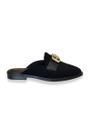 Mule Nobuck Preto Detalhe Dourado Bebecê