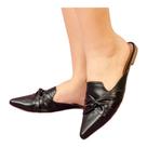 Mule preta flat com detalhe lasenna flat ref:2103p Mule preta flat com detalhe lasenna flat ref:2103p