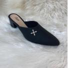 Mule Salto alto feminino Bico fino Napa preto