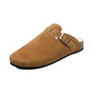 Mules De Couro Camurça Masculinos E Femininos, Sapatos De Inverno Confortáveis Com Suporte De Arco E