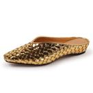 Mules LUXMUWA Gold Woven Slip on Slides, bico quadrado feminino 11