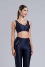 Mulher Elástica Sport Top Esportivo Feminino Bo Ju New Azul Marinho