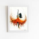 Mulher Vestido Laranja Arte Quadro Moldura Branca 60x40cm