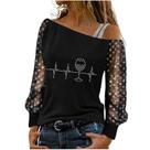 Mulheres mangas compridas camisas casuais florais fora do ombro pulôver solto brilhante lantejoulas blusa túnica tops