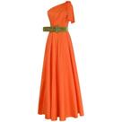 Mulheres Off Shoulder Bow Cardigan Dress Solid Orange Vestido de noite formal