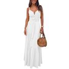 Mulheres sem mangas profundo v pescoço solto longo maxi casual d Mulheres sem mangas profundo v pescoço solto longo maxi casual d