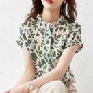 Mulheres verão estilo blusas topos senhora casual manga curta gola flor impressa blusas