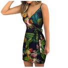 Mulheres Verão Sexy Suspensórios Cintura Temperamento Slim Impresso Vestido