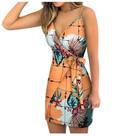 Mulheres Verão Sexy Suspensórios Cintura Temperamento Slim Impresso Vestido