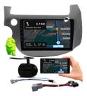 Multimidia 2 din 9 android fit 2009 até 2014 android auto car play sem fio + câmera ré
