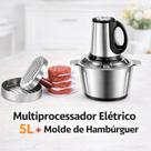 Multiprocessador Elétrico de Alimentos 5L e Molde Profissional de Hambúrguer Antiaderente