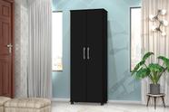 Multiuso / Armário ARE 2 Portas Com Prateleiras Interna e Puxadores Cromados Com Rodízios Cor Preto Multiuso / Armário ARE 2 Portas Com Prateleiras Interna e Puxadores Cromados Com Rodízios Cor Preto