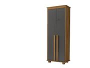 Multiuso/Armário/Organizador MEX Modelo Retrô 2 portas Com Dobradiças Metálicas e Chave Puxadores em MDF 4 Prateleiras Pintura UV Cor Cinamomo/Grafite