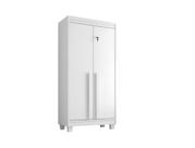 Multiuso/Armário/Organizador PAR 2 Portas Modelo Retrô Pés em Madeira 3 Prateleiras com 4 Divisórias Porta com Chave e puxadores em MDF na Cor do Prod