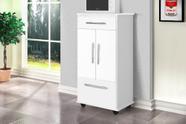 Multiuso/Bancada/Balcão/Organizador Montana Com 2 Portas e 2 gavetas Com Puxadores Cromados e Pés em ABS Cor Branco
