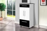Multiuso/Bancada/Balcão/Organizador Montana Com 2 Portas e 2 gavetas Com Puxadores Cromados e Pés em ABS Cor Branco/Preto/Marmorizado