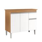 Multiuso Gabinete Balcão Tatiane 100cm 3 Portas e 1 Gaveta S/Tampo Amendoa / Branco - Ajl Móveis