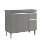 Multiuso Gabinete Balcão Tatiane 100cm 3 Portas e 1 Gaveta S/Tampo Cinza - Ajl Móveis