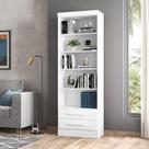 Multiuso Livreiro Estante 3420 Com 2 Gavetas Branco Qmovi Móveis